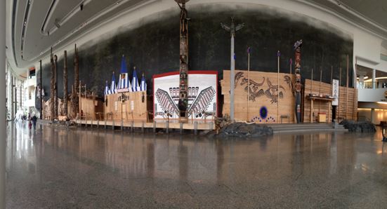 A panorama of the main entrance hall of the Museum of Canadian History